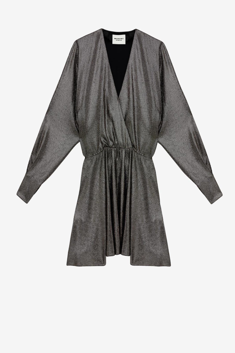 알렉산(alexane) 메탈릭 드레이프 미니 드레스 - Metallic black - Woman - 1