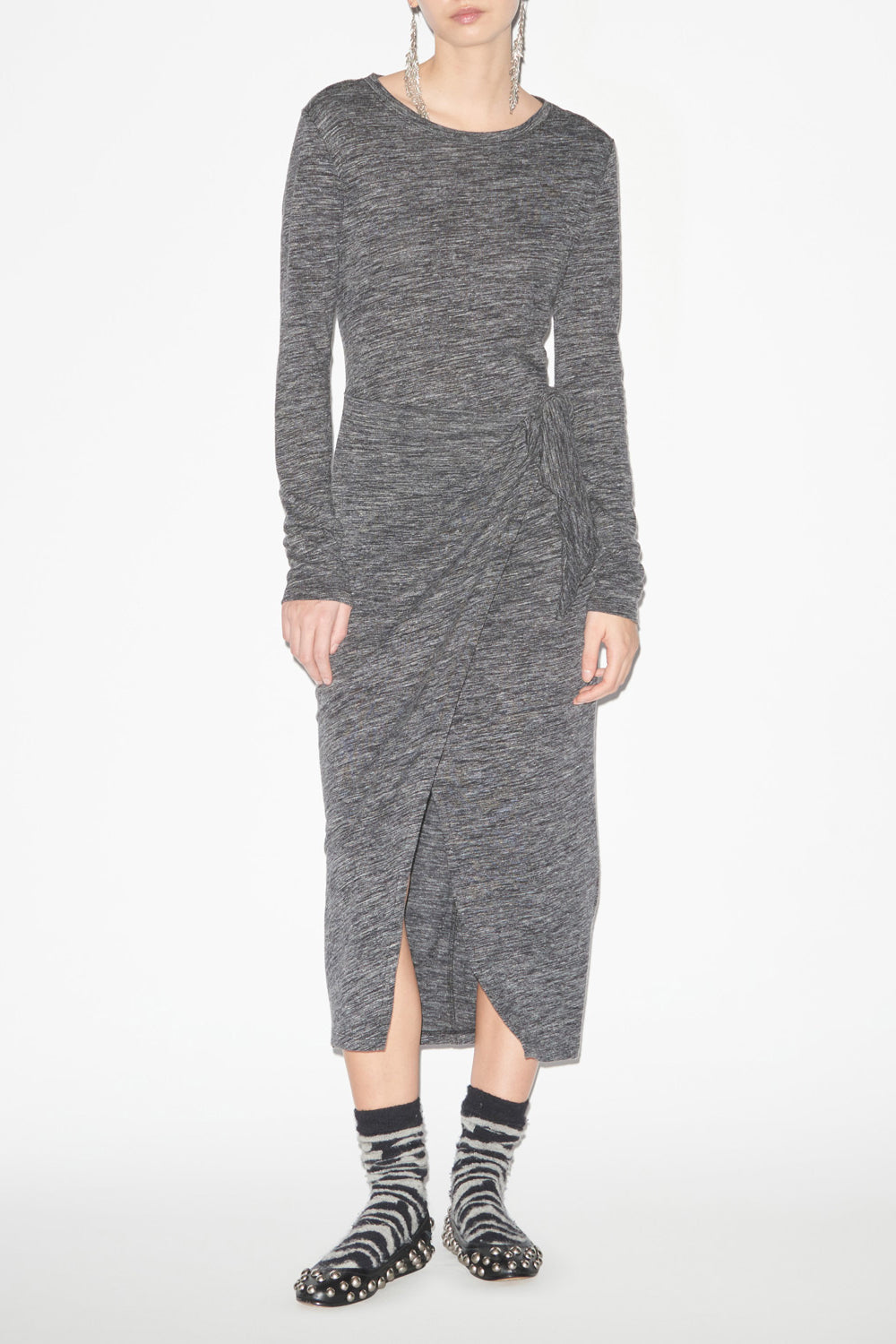 Lisy draped dress in plain-colored jersey - Anthracite - Woman - 2