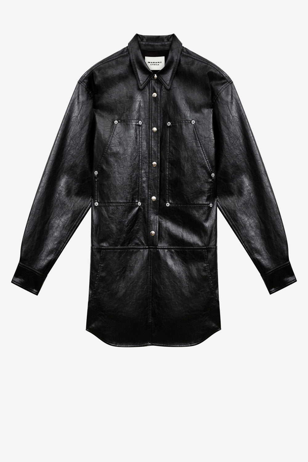 아얄리(ayali) 가죽 질감 미니 셔츠 드레스 - 검은색 - Woman - 1