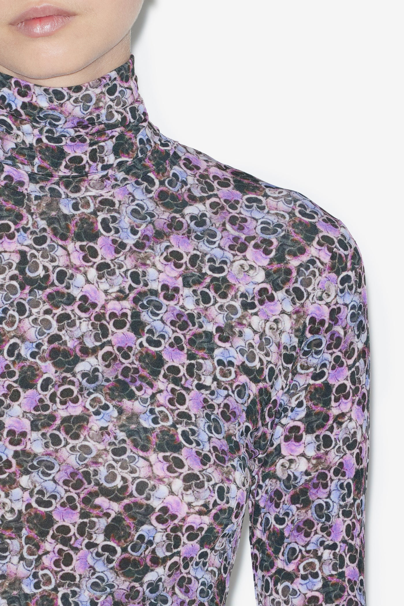 바네사(vanessa) 저지 프린트 터틀넥 드레스 - 보라 - Woman - 3