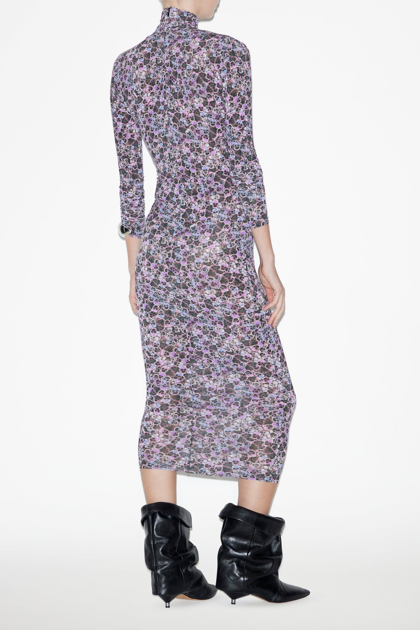 바네사(vanessa) 저지 프린트 터틀넥 드레스 - 보라 - Woman - 4