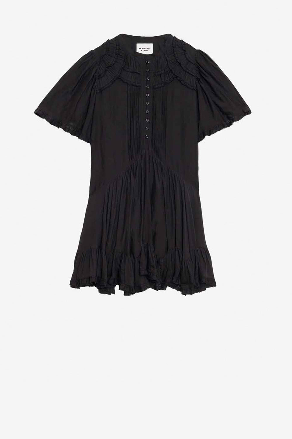 Celyana short gathered cotton dress - Black - Woman - 1