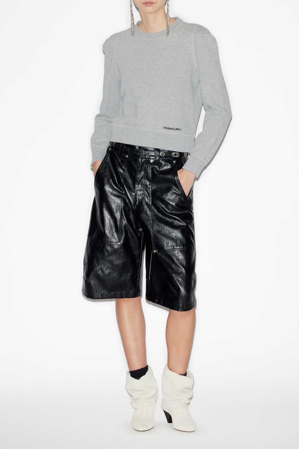 Sweatshirt prissa en coton à épaules structurées - Gris - Woman - 2