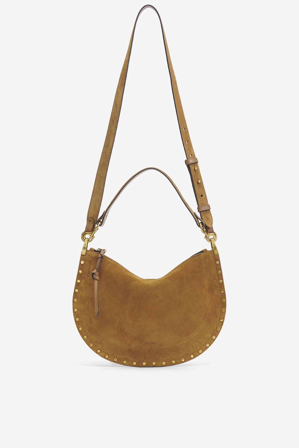 Oskan soft zip bag in suede calfskin leather - Cognac - Woman - 6