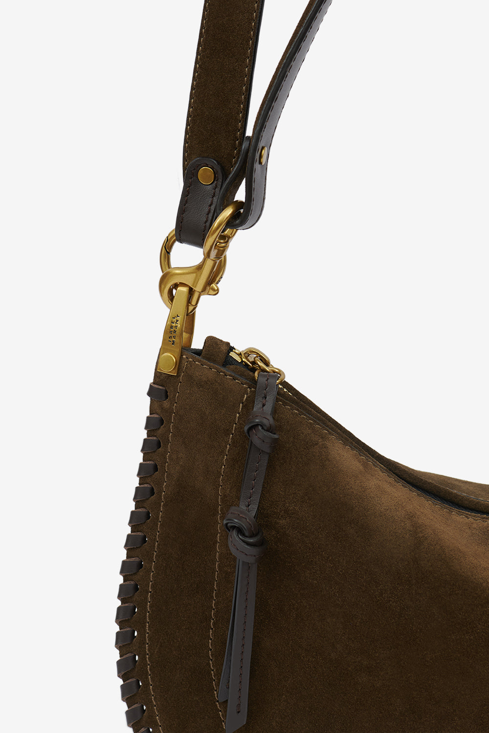 Oskan soft zip suede leather bag - Bronze - Woman - 4