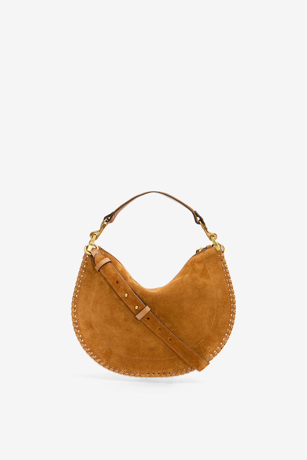 Oskan soft zip bag in braided suede calfskin leather - Cognac - Woman - 1
