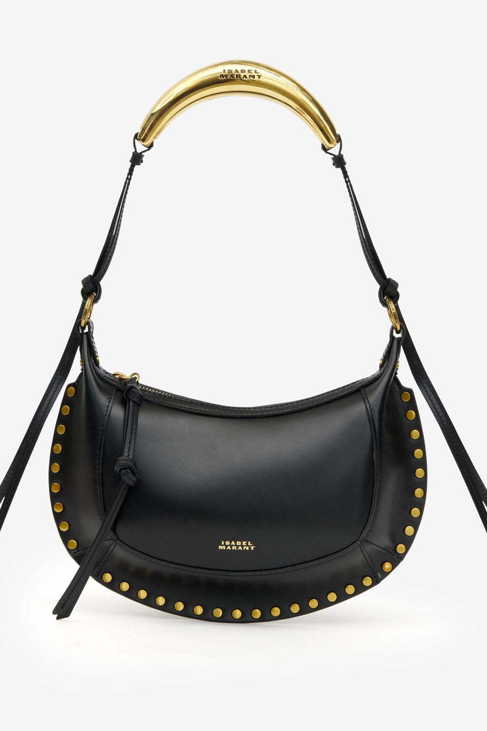 Oskan moon shoulder bag in leather - Black and gold - Woman - 5