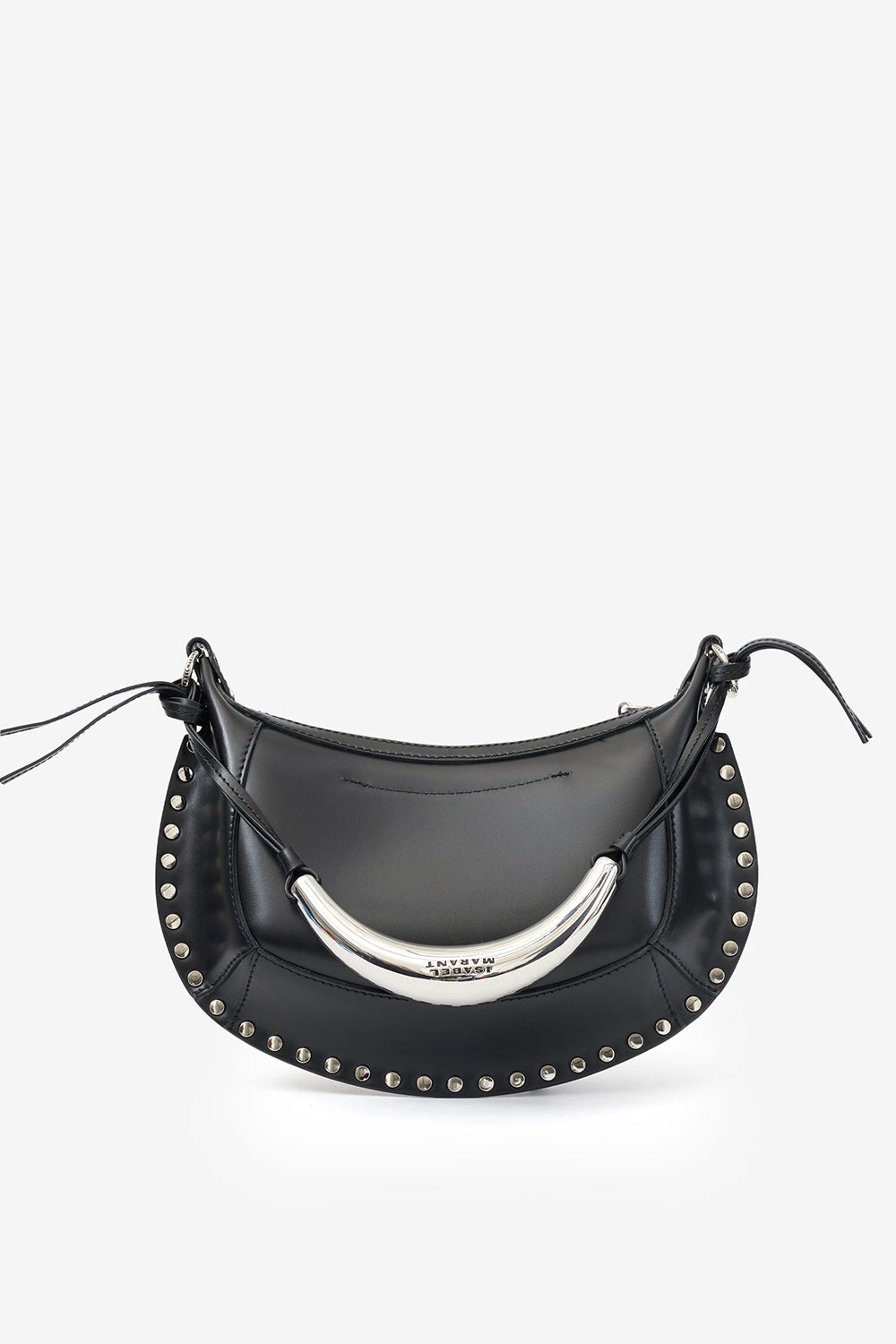 Oskan moon shoulder bag in leather - Black and silver - Woman - 3