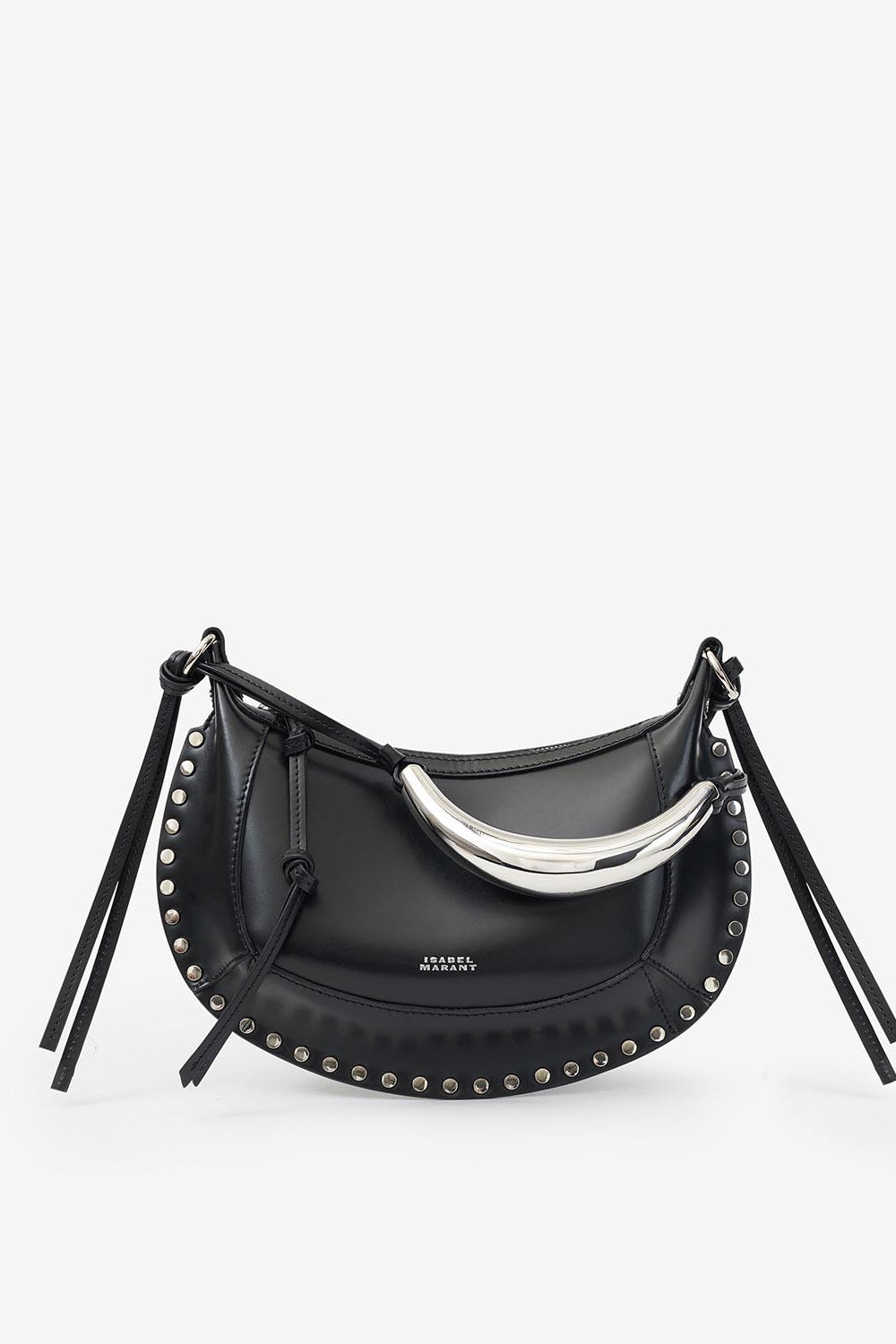 Oskan moon shoulder bag in leather - Black and silver - Woman - 1