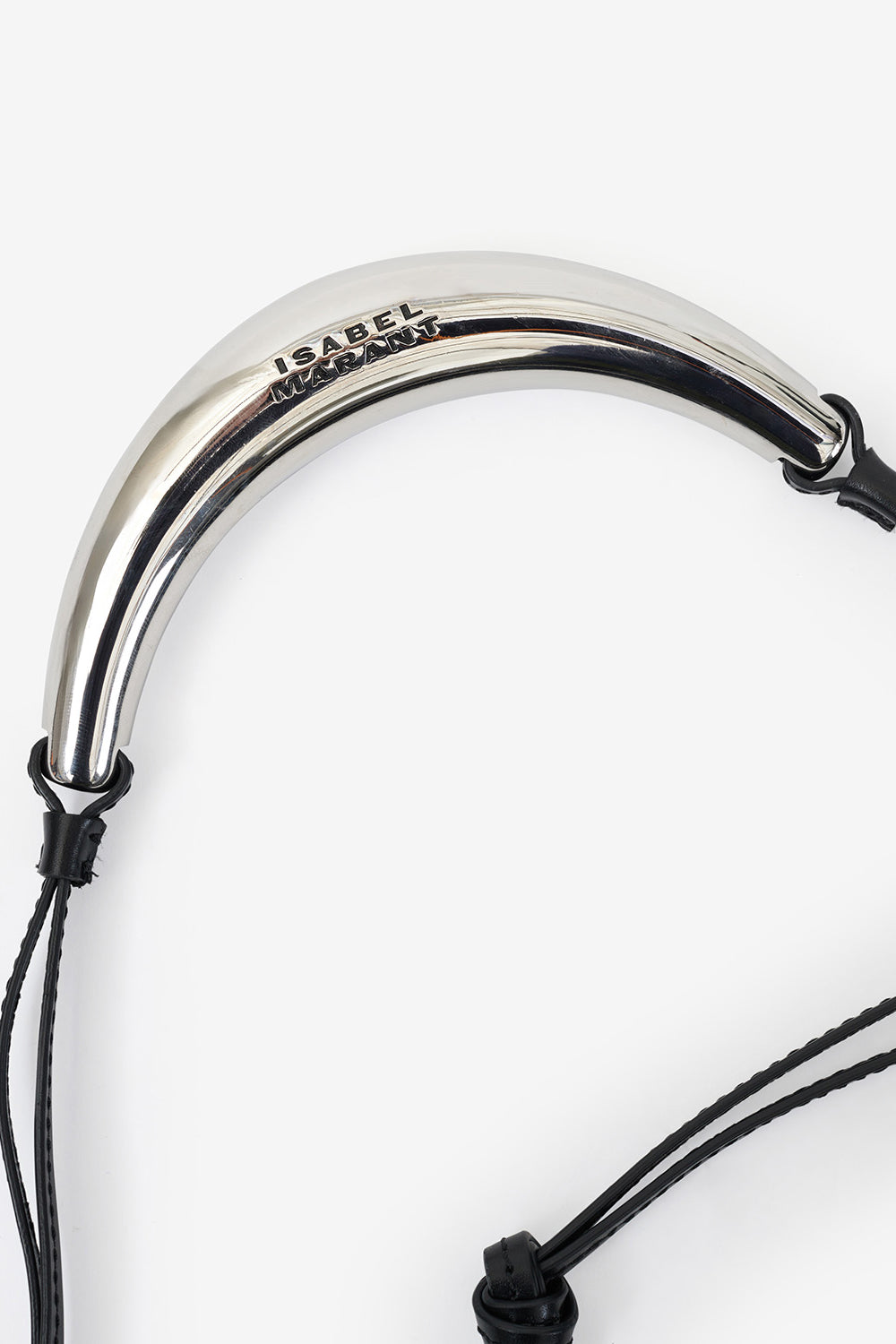 Oskan moon shoulder bag in leather - Black and silver - Woman - 4