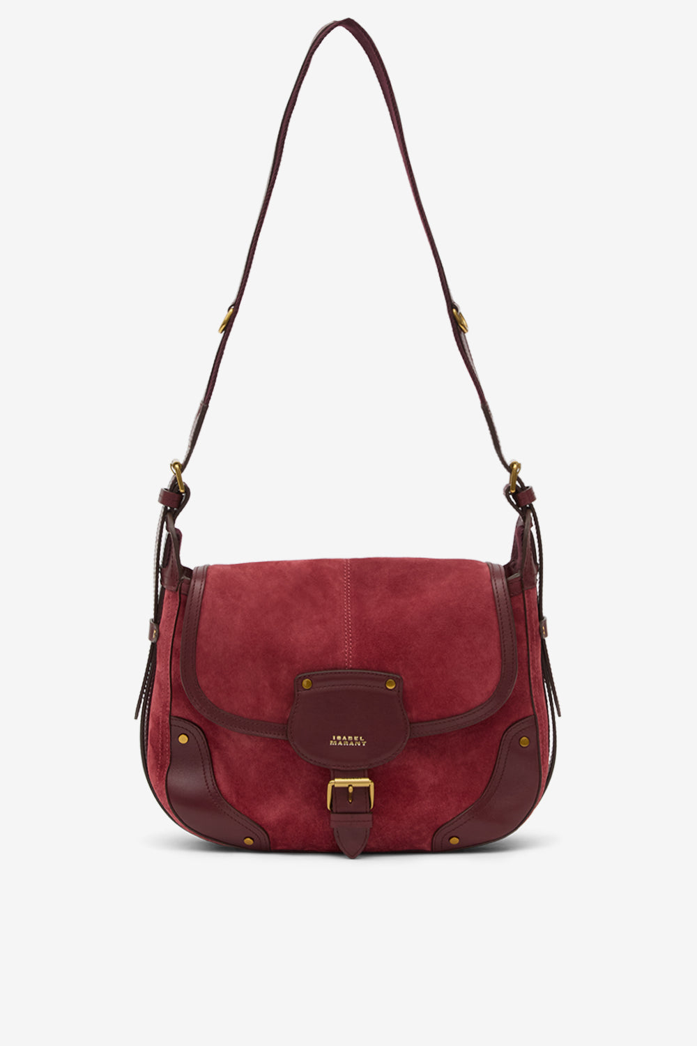 Sierra s suede calfskin leather messenger bag - Berry - Woman - 6