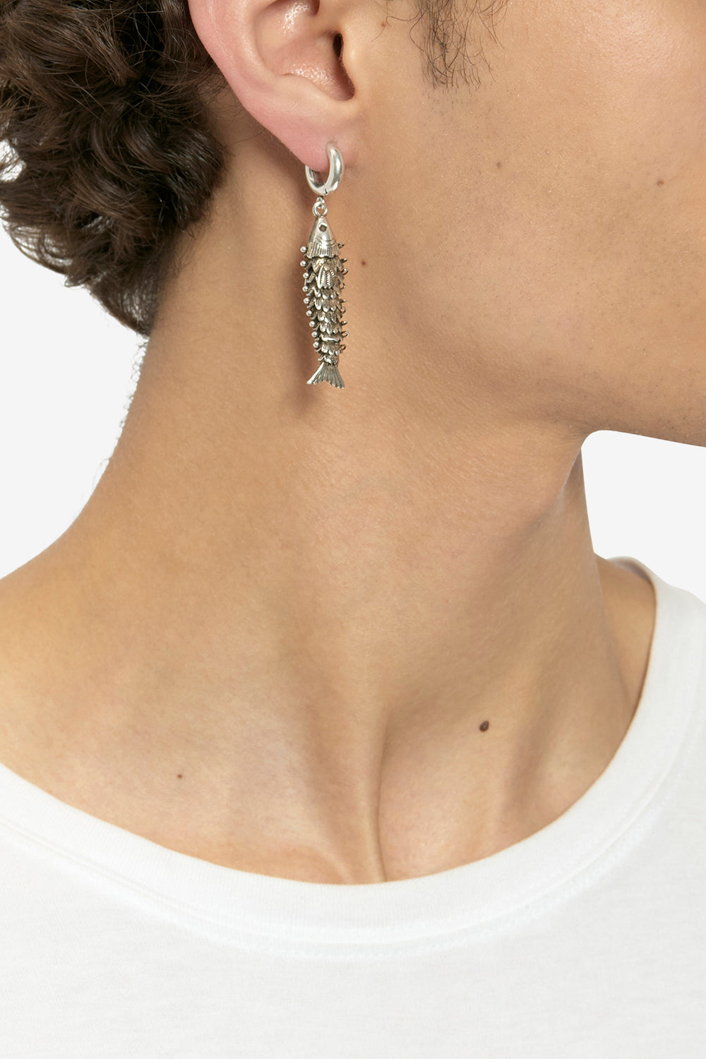 Pendiente colgante river man con forma pez - Plata - Man - 2