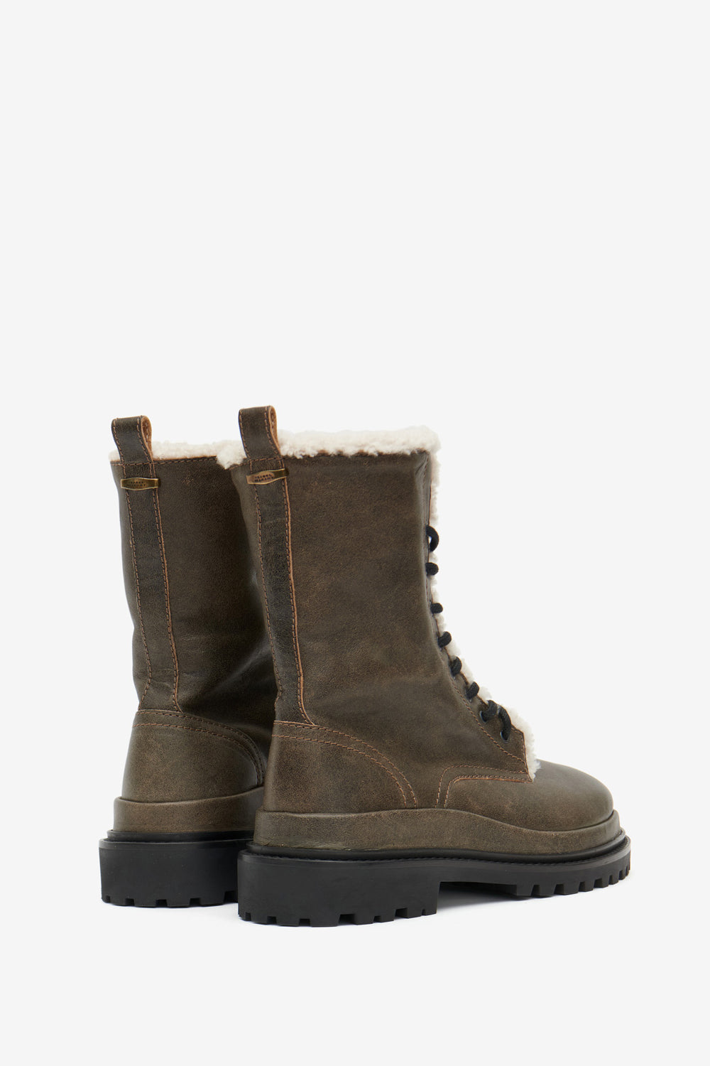 Ghiso ファー付きレザー ブーツ - Vintage brown - Woman - 2