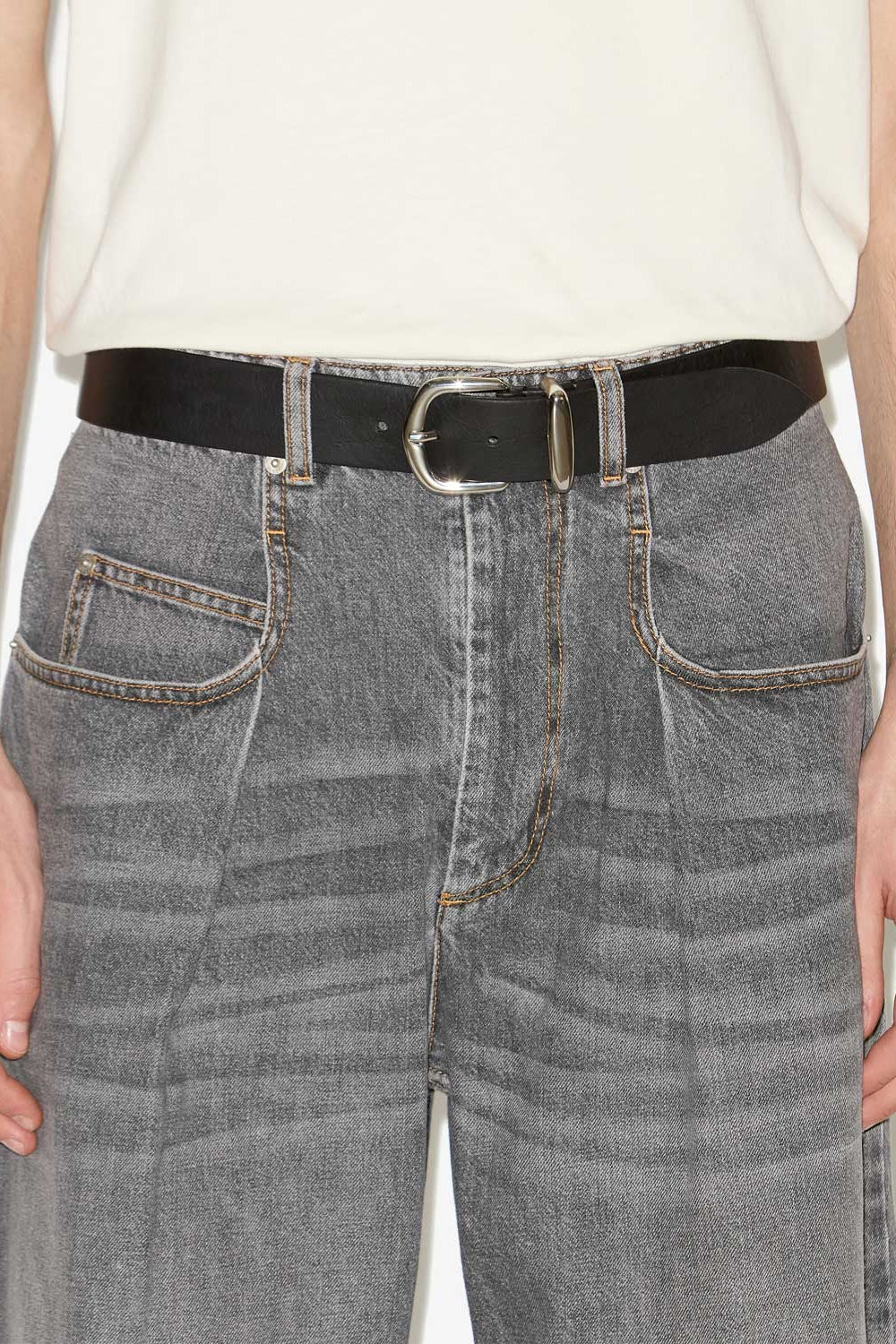 Klassischer gürtel dela aus leder - Black and silver - Man - 2