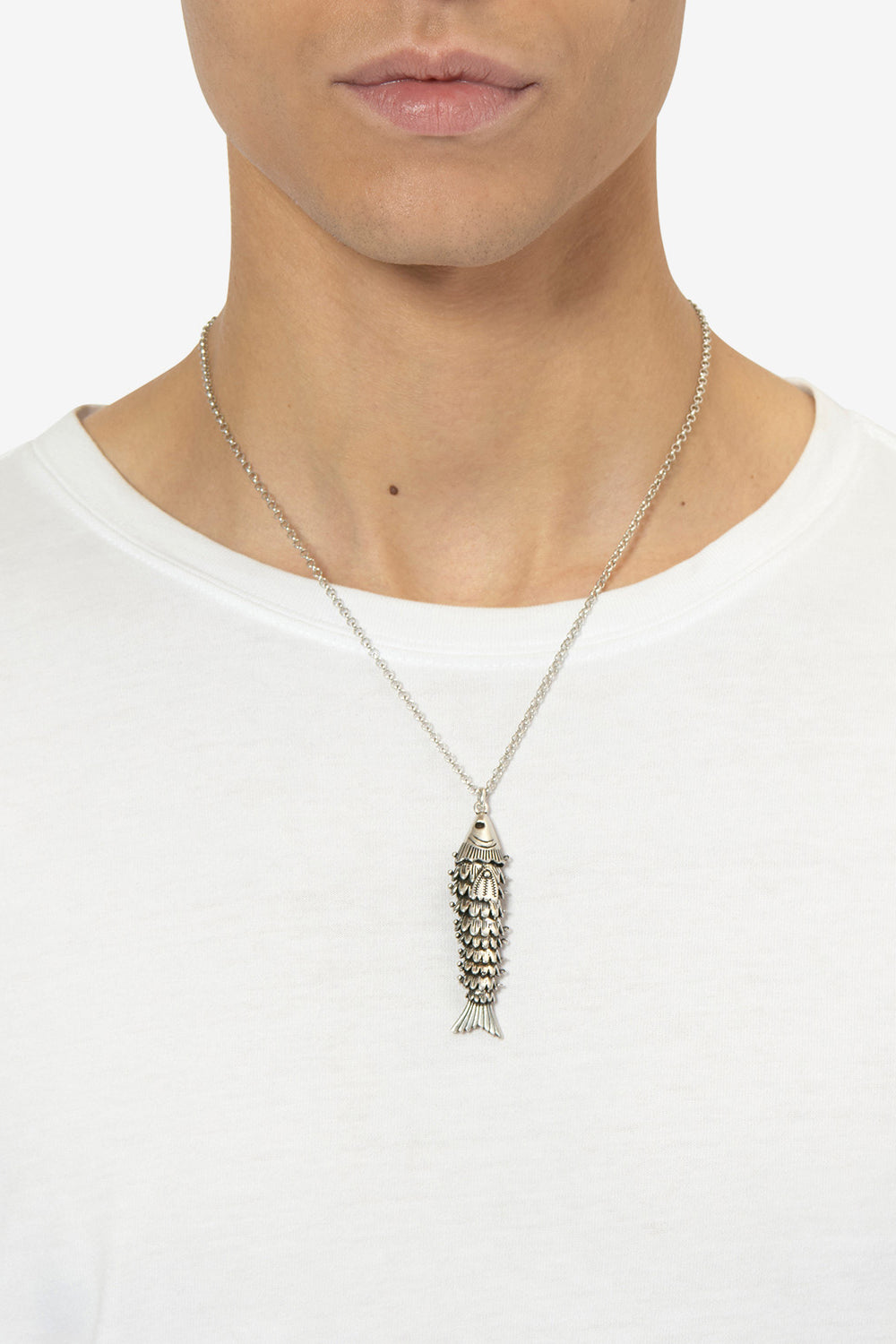 River man fish necklace - Silver - Man - 2