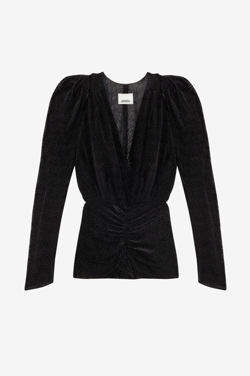 Blusa marlin de terciopelo devoré - Negro - Woman