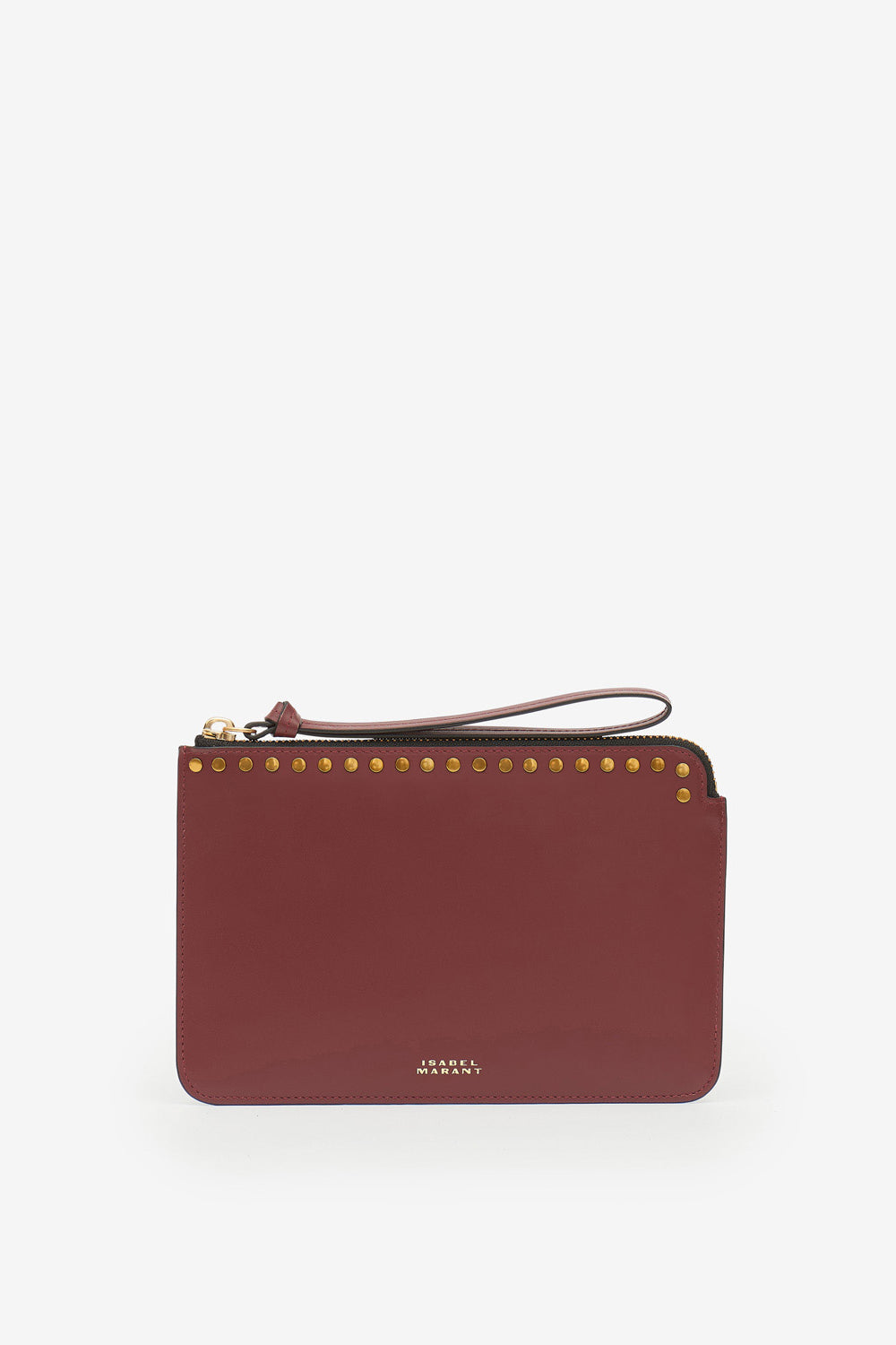 Flat pouch leather clutch bag - Burgundy - Woman - 1