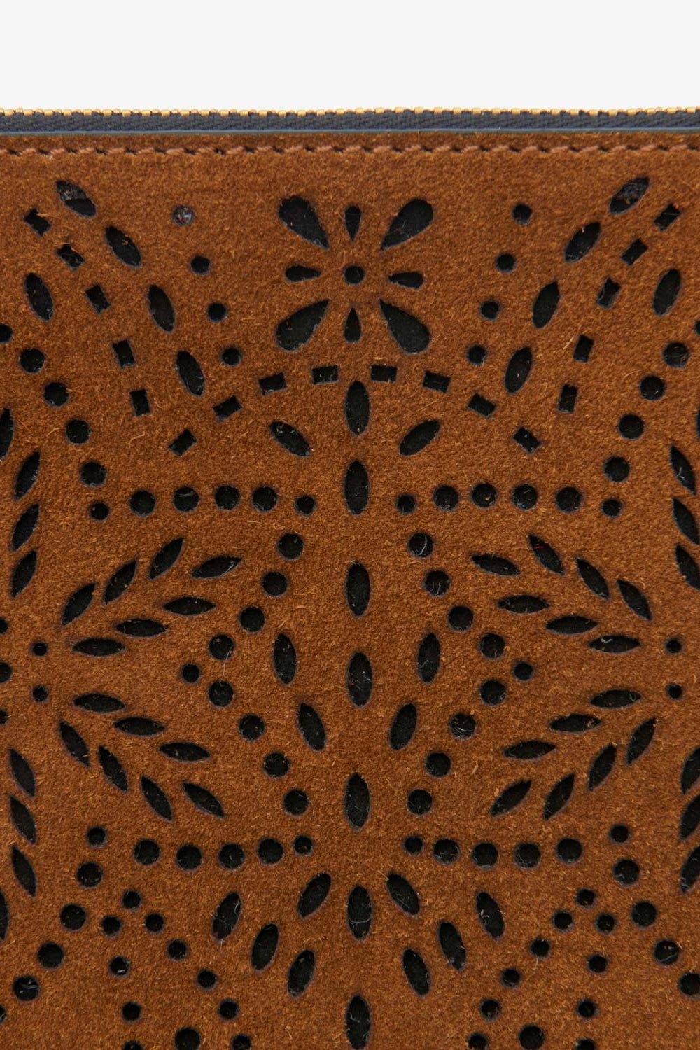 Pochette flat pouch in pelle con frange - Cognac - Woman - 3