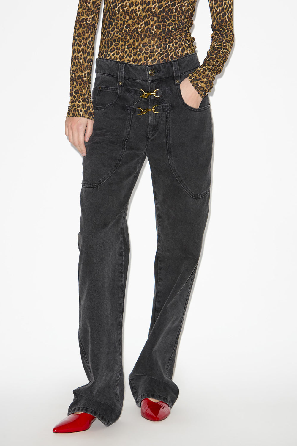 Pantaloni brinley in denim a vita alta - Nero lavato - Woman - 4