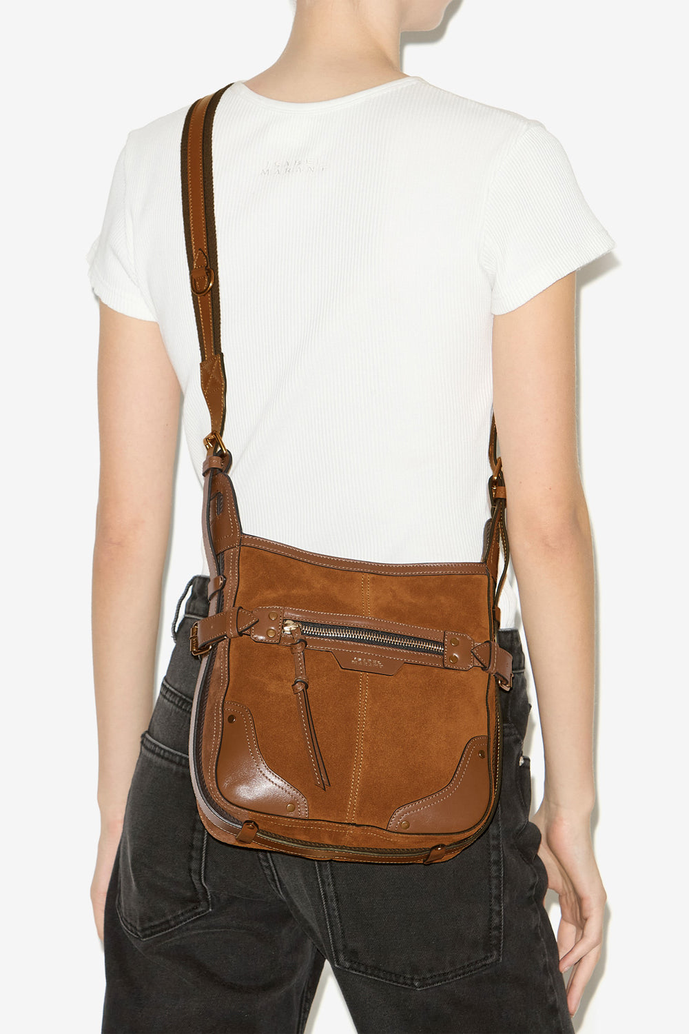 Sierra hobo s shoulder bag in suede leather - Cognac - Woman - 7