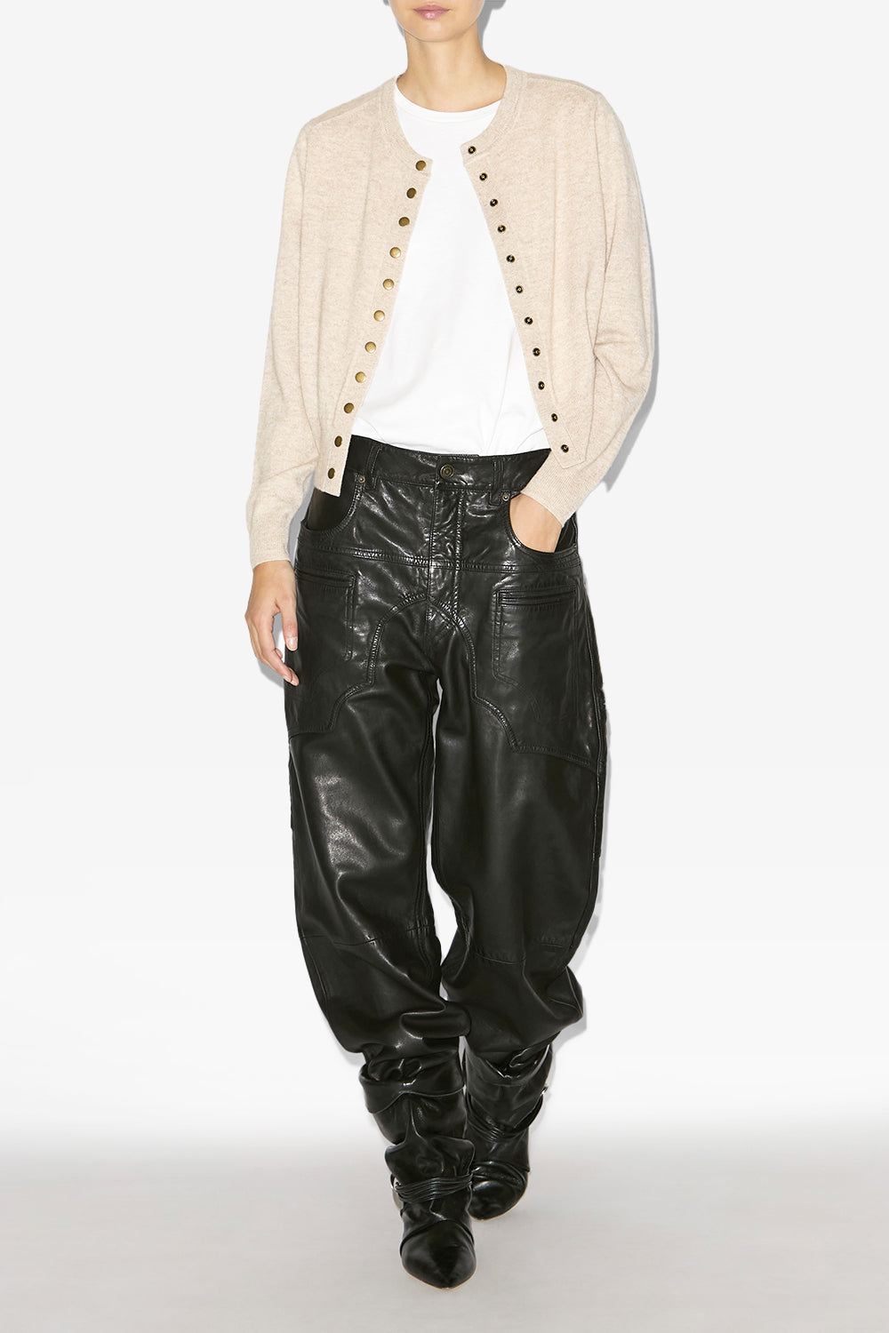 Cardigan idesia en laine mérinos et cachemire - Beige clair - Woman - 2