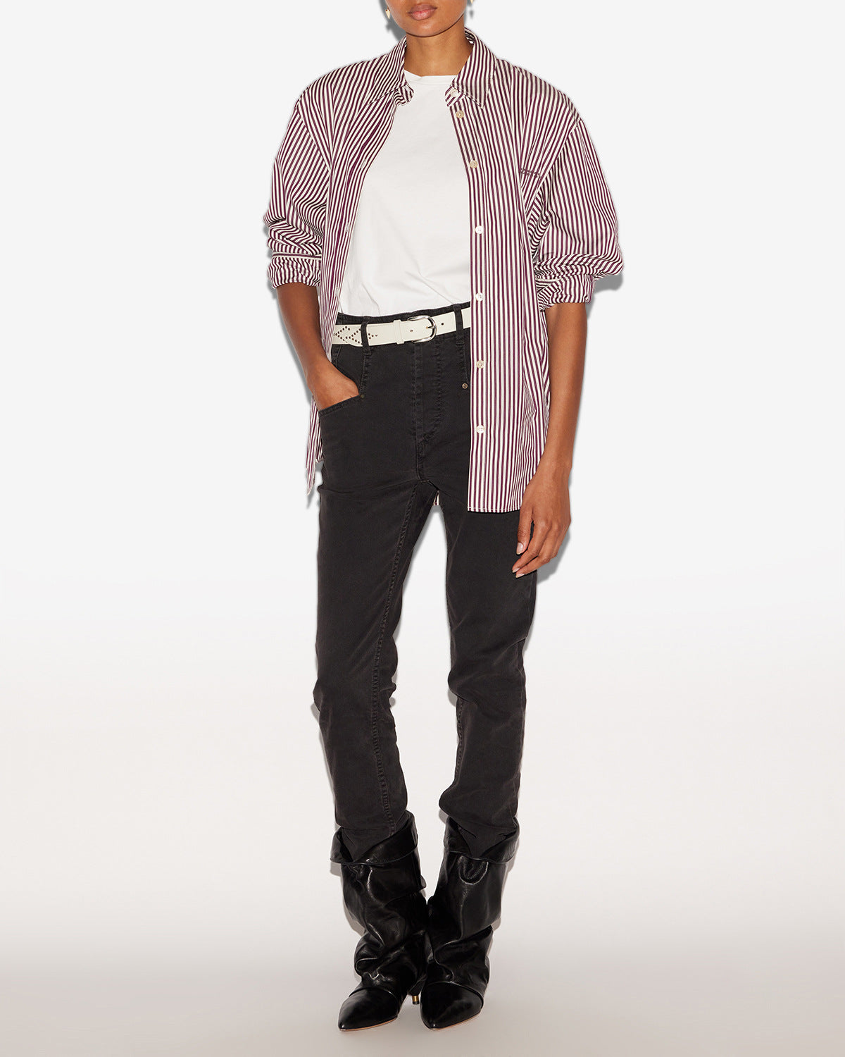 Camisa fabriza Woman Ecru-burgundy 4