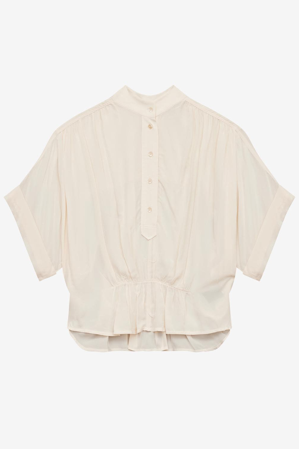 Gerafftes oberteil azalea mit offizierskragen - Beige - Woman - 1