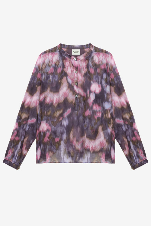 Maria printed cotton voile blouse - Purple-lilac - Woman