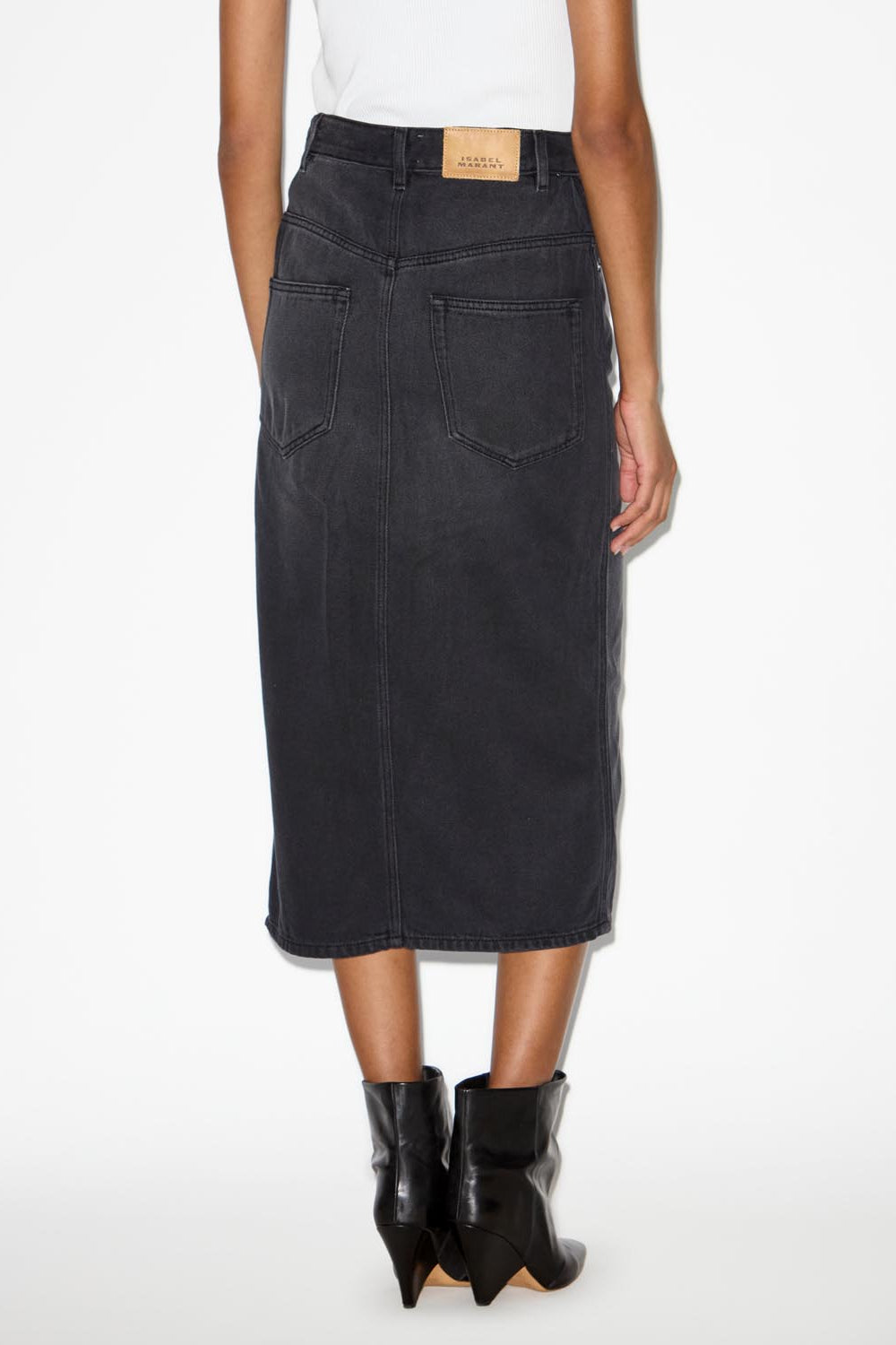 Jupe midi tilauria en denim fin - Noir délavé - Woman - 5