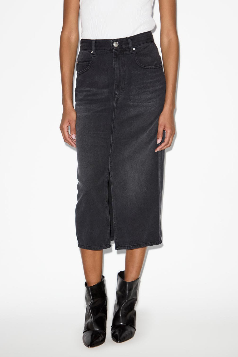 Jupe midi tilauria en denim fin - Noir délavé - Woman - 4