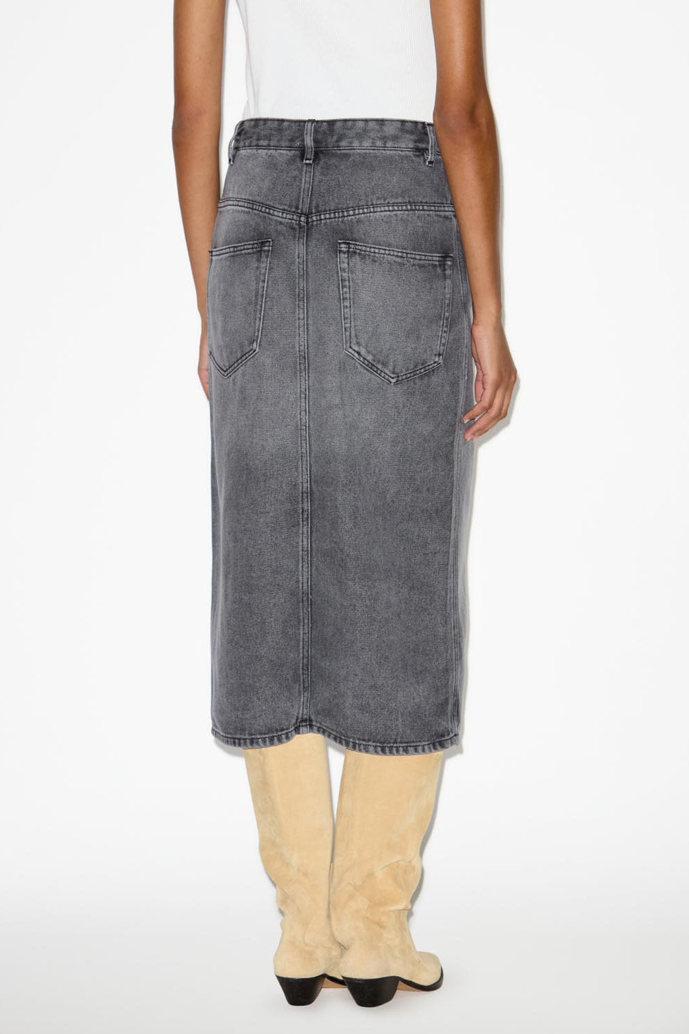 Jupe midi en denim fin tilauria - Gris clair - Woman - 5