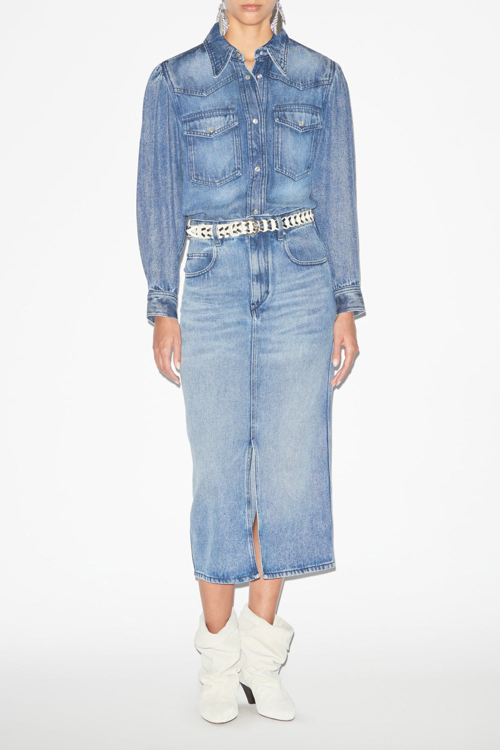 Jupe midi en denim fin tilauria - Bleu clair - Woman - 2