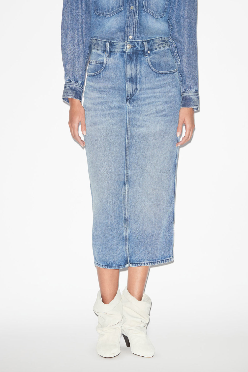 Jupe midi en denim fin tilauria - Bleu clair - Woman - 4