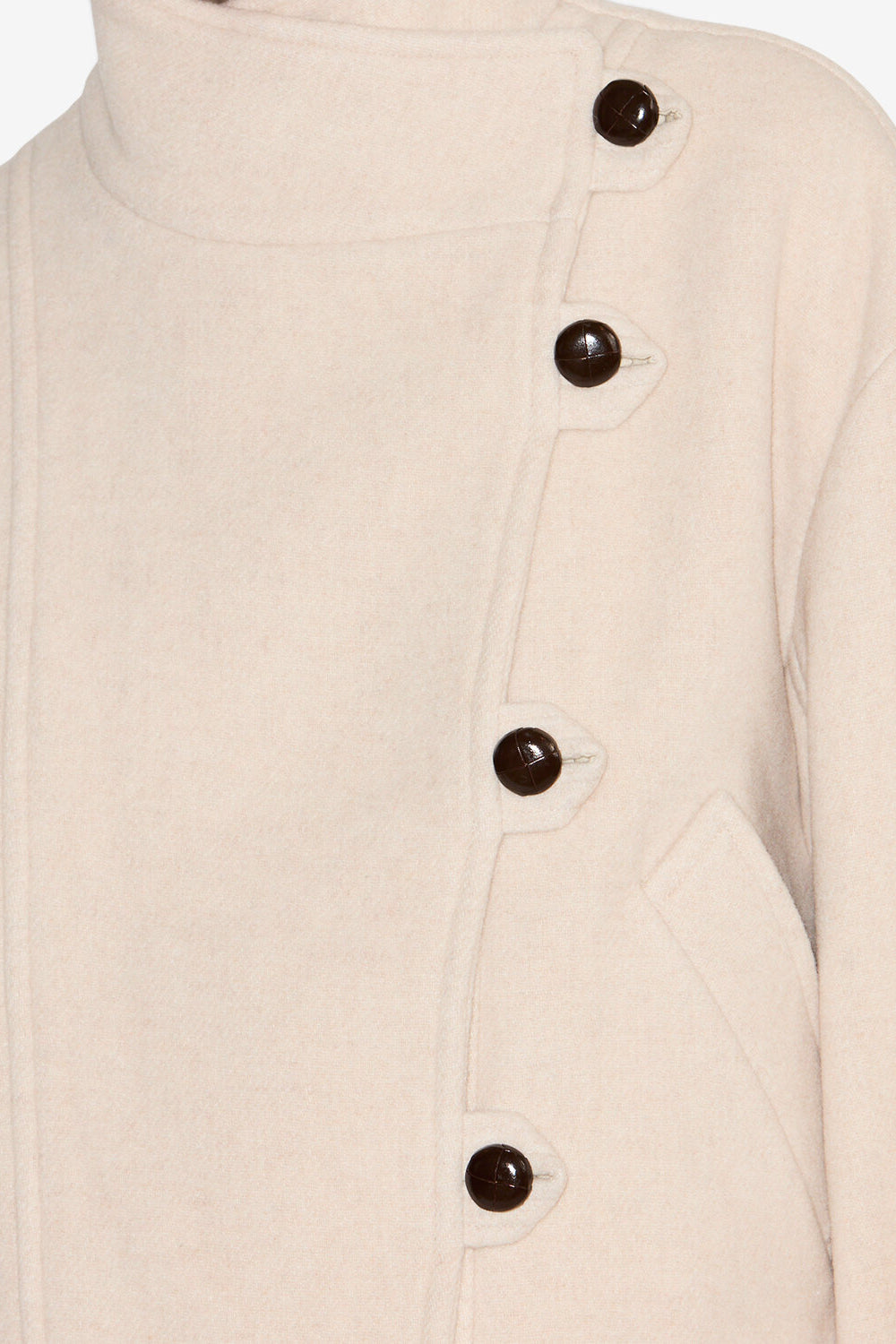 Hanis short wool blend coat - Ecru - Woman - 3