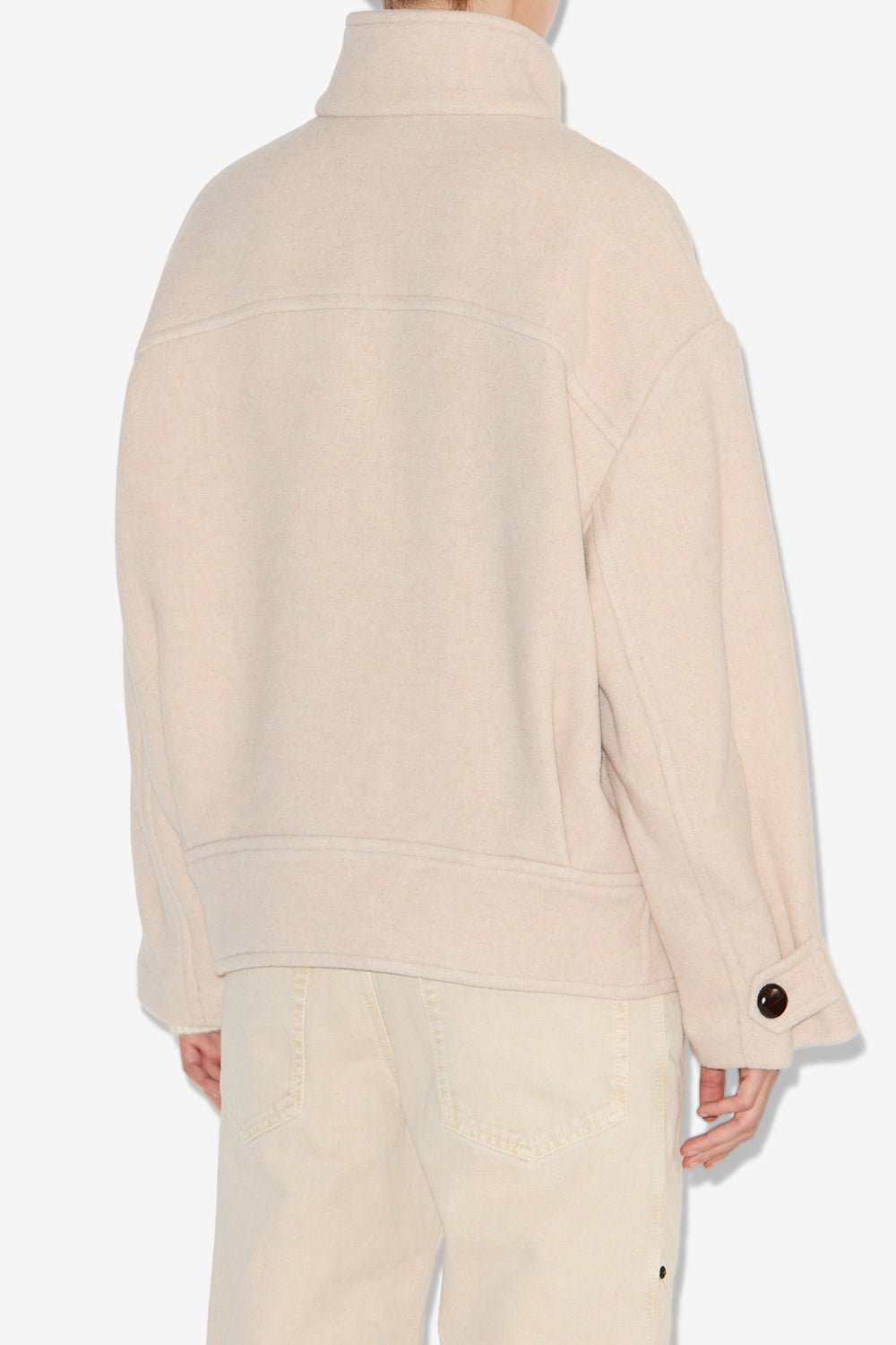 Hanis short wool blend coat - Ecru - Woman - 5