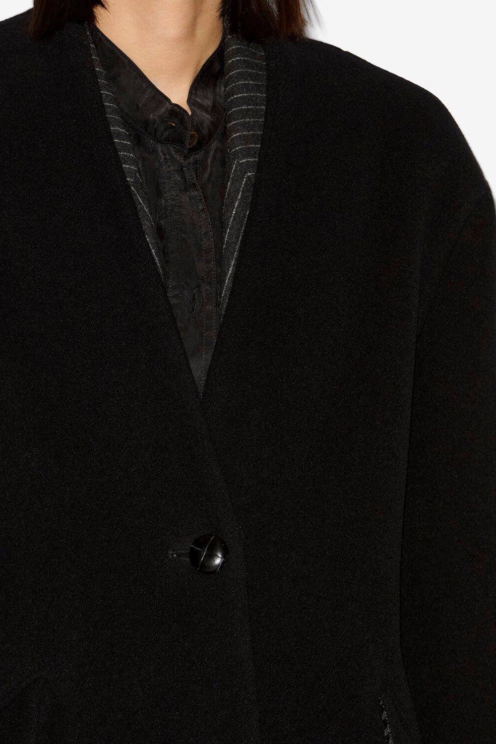 Florane long wool blend coat - Black - Woman - 3