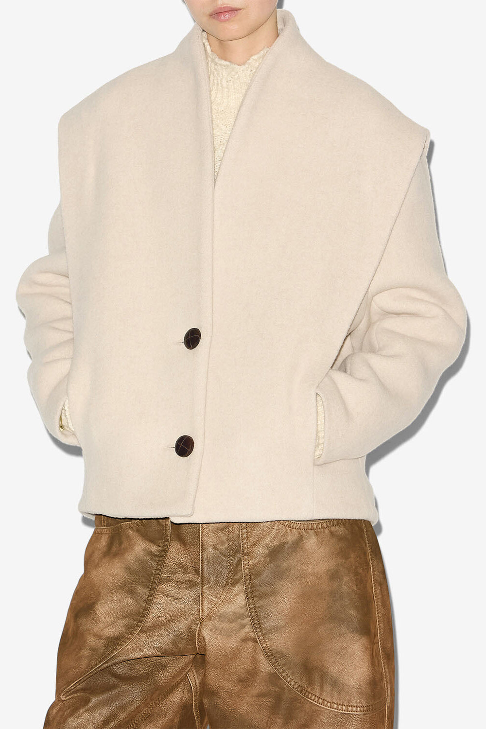 Dyogo wool blend coat - Ecru - Woman - 4