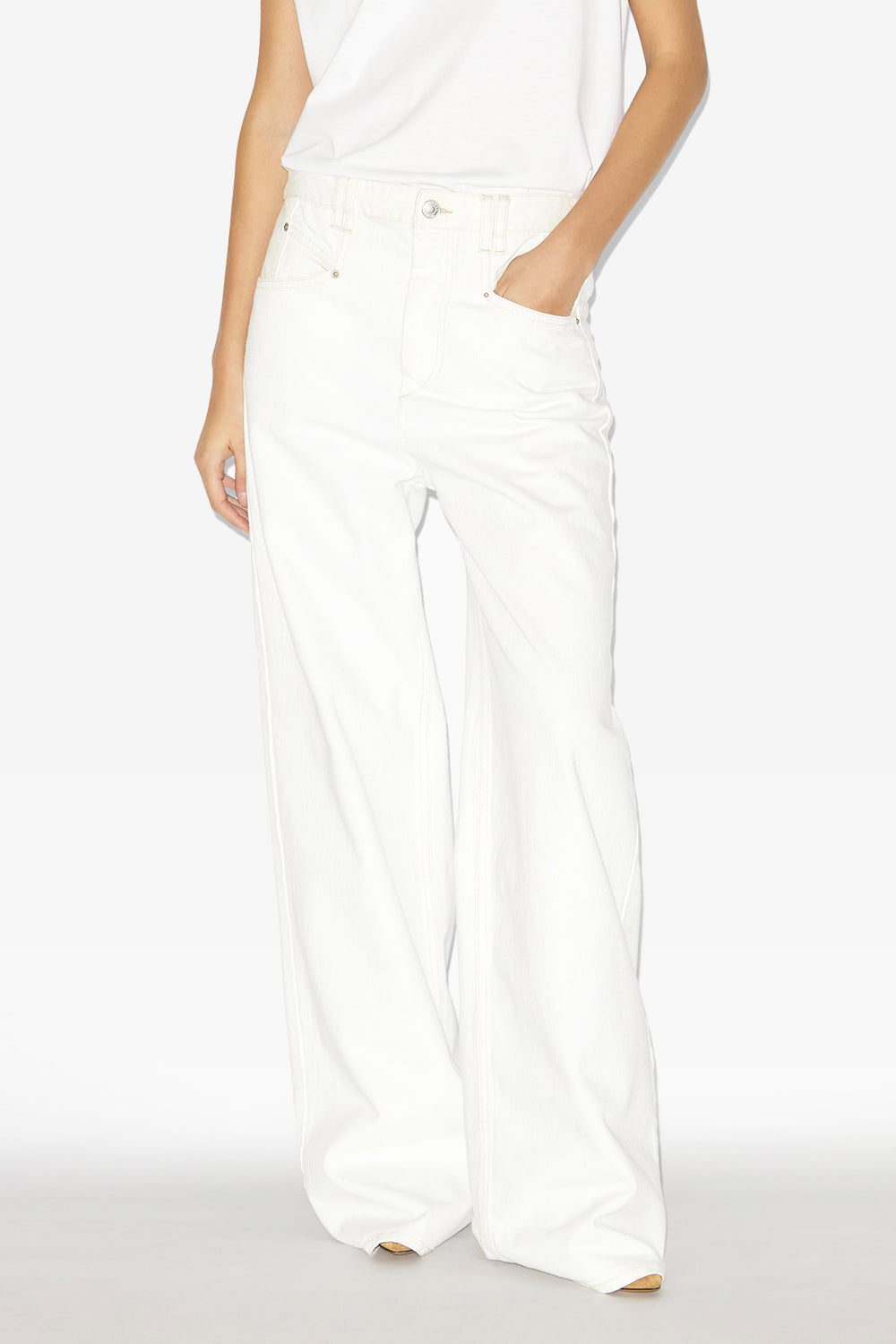 Jean ample lemony taille haute en denim - Blanc - Woman - 4