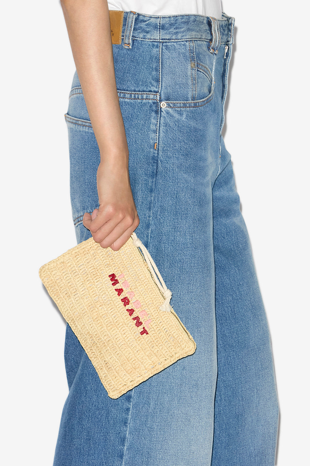 Praia raffia clutch bag - Natural/pink - Woman - 2