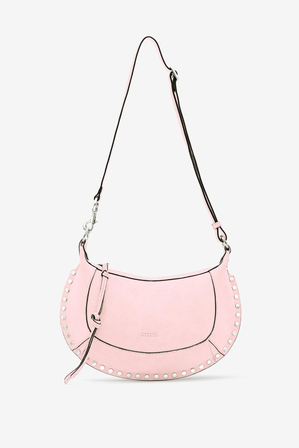 Oskan moon shoulder bag in suede leather - Light pink - Woman - 5