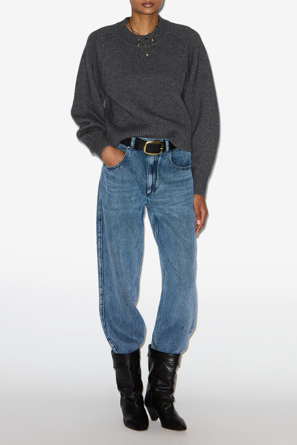 Leandra merinos wool and cashmere sweater - Anthracite - Woman - 2