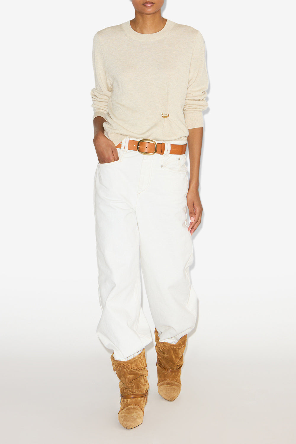 Cosima draped knit sweater - Ecru - Woman - 2