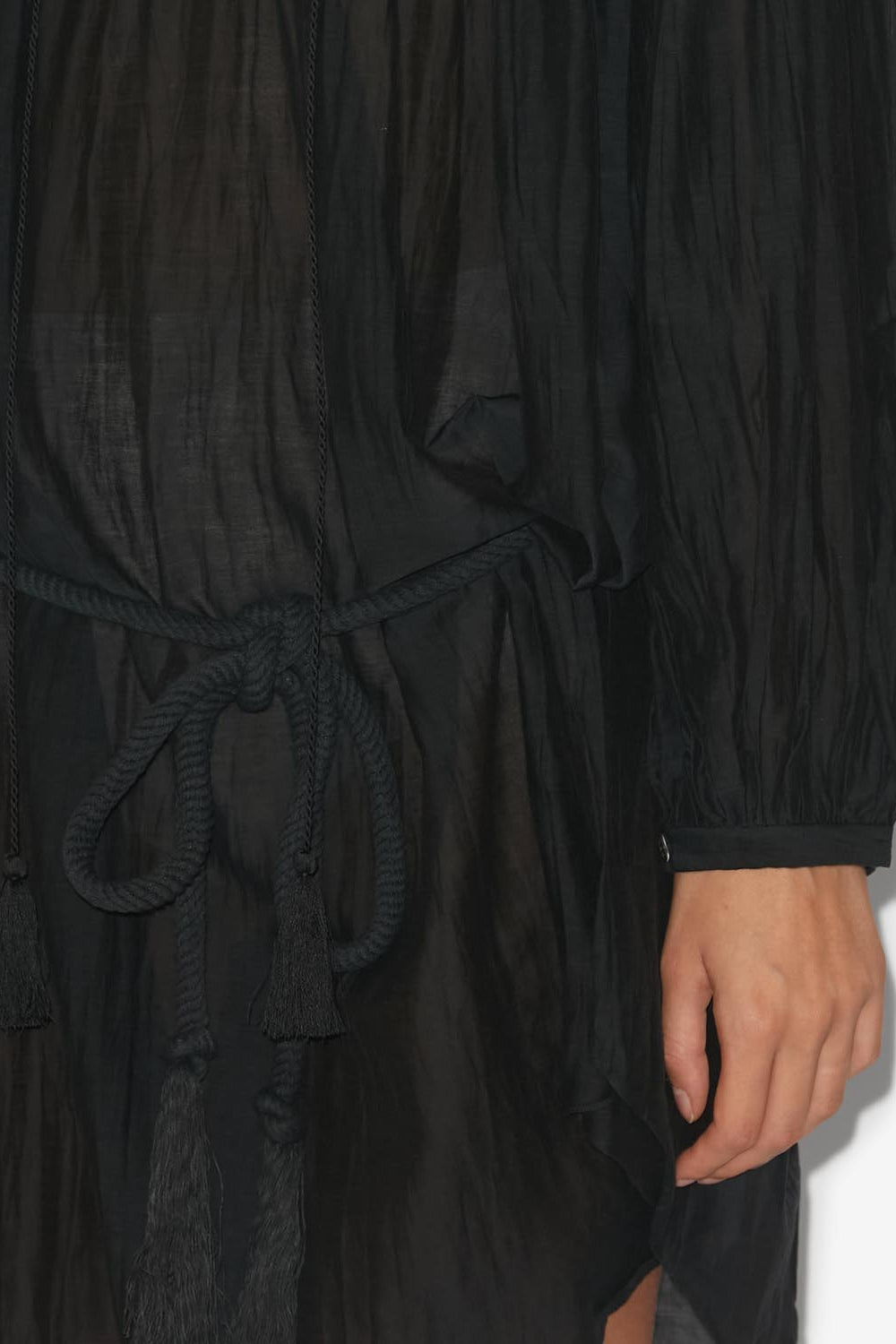 Adeliani short cotton dress with long sleeves - 검은색 - Woman - 3