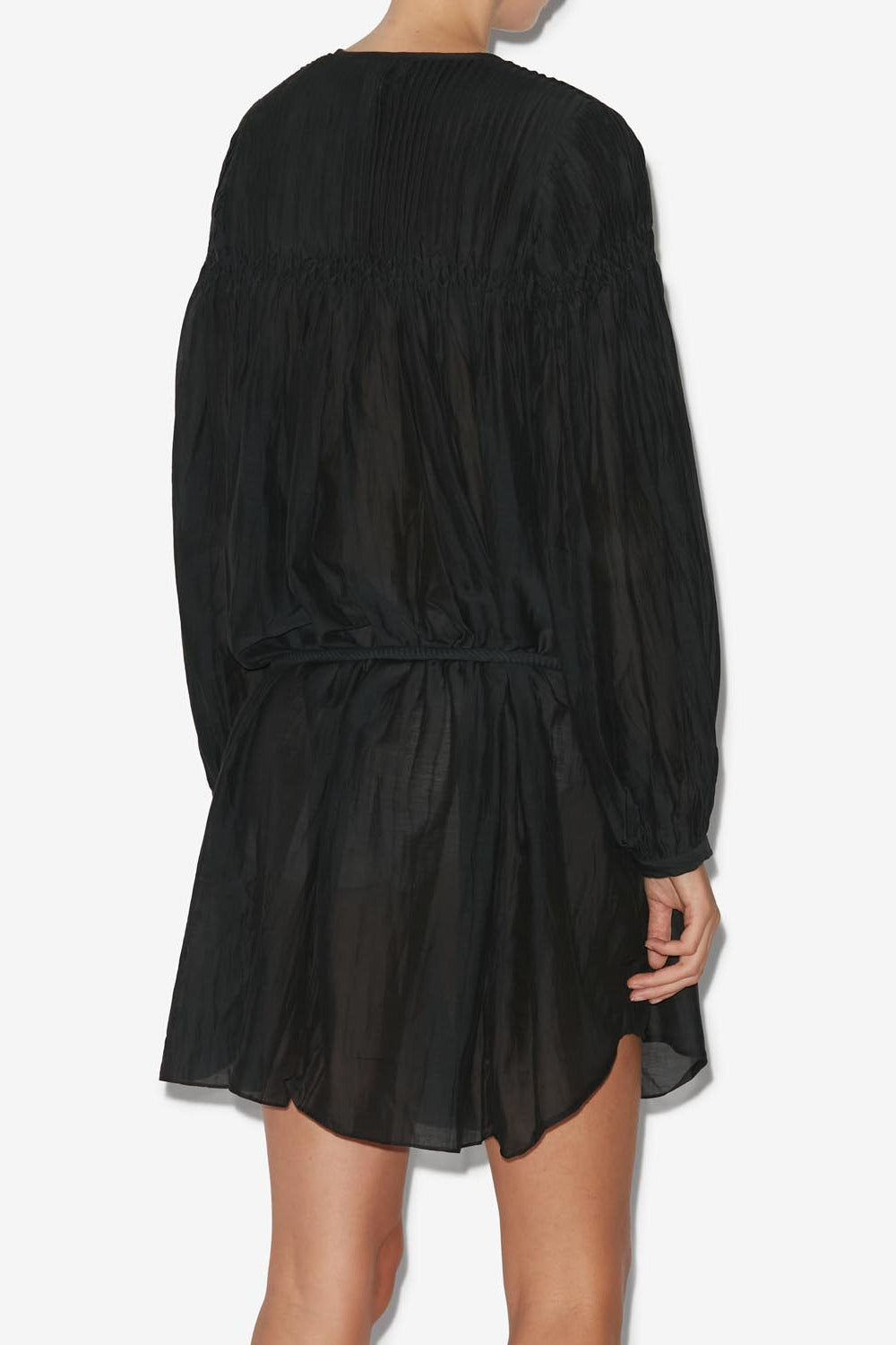 Adeliani short cotton dress with long sleeves - 검은색 - Woman - 5