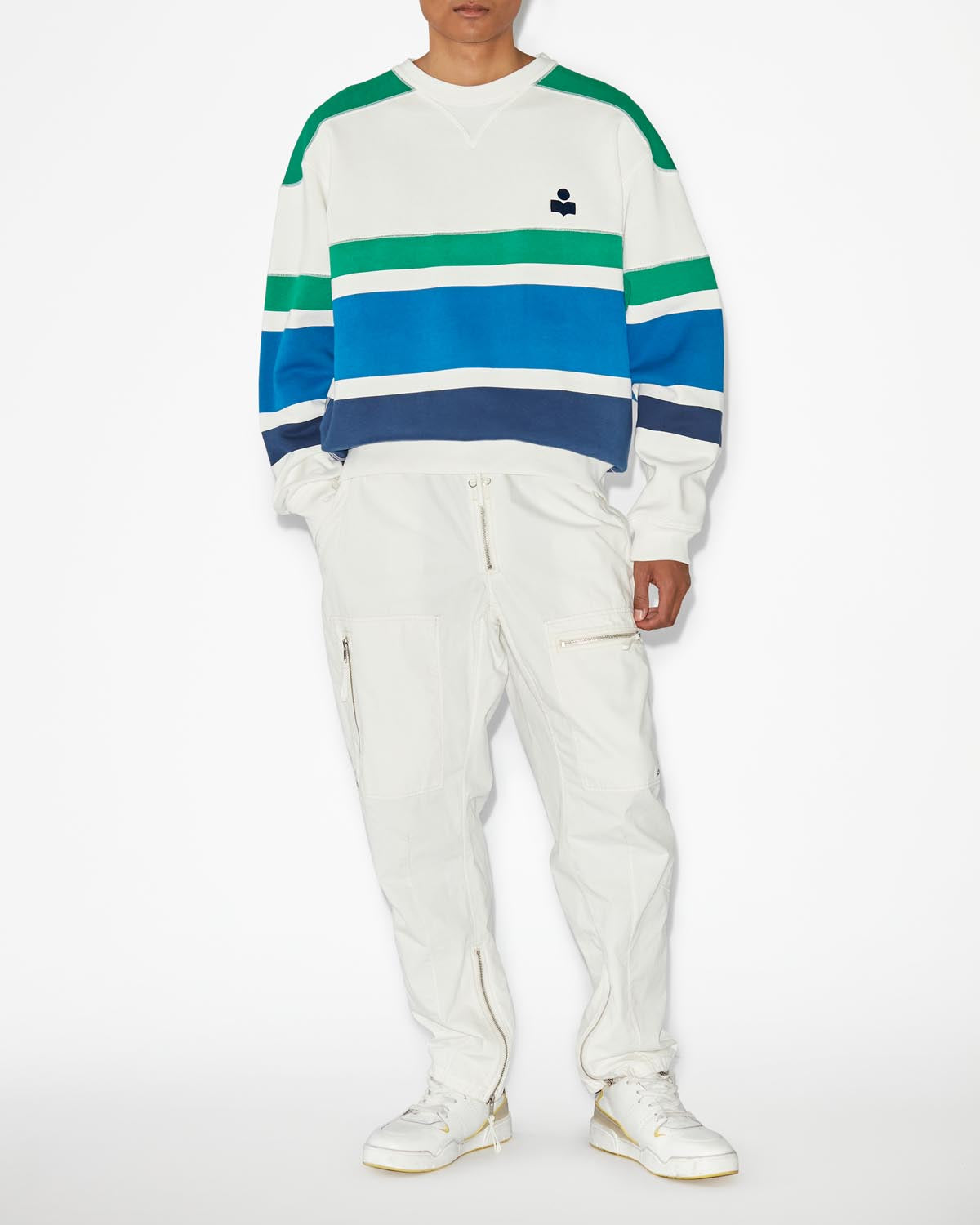 Meyoan sweatshirt Man Ecru and blue 4