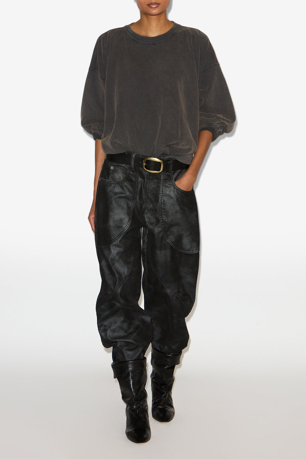 Sauria washed cotton sweatshirt - Black - Woman - 2