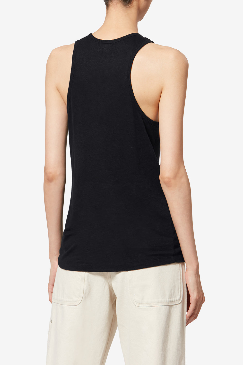 Thea striped linen t-shirt - Black - Woman - 5