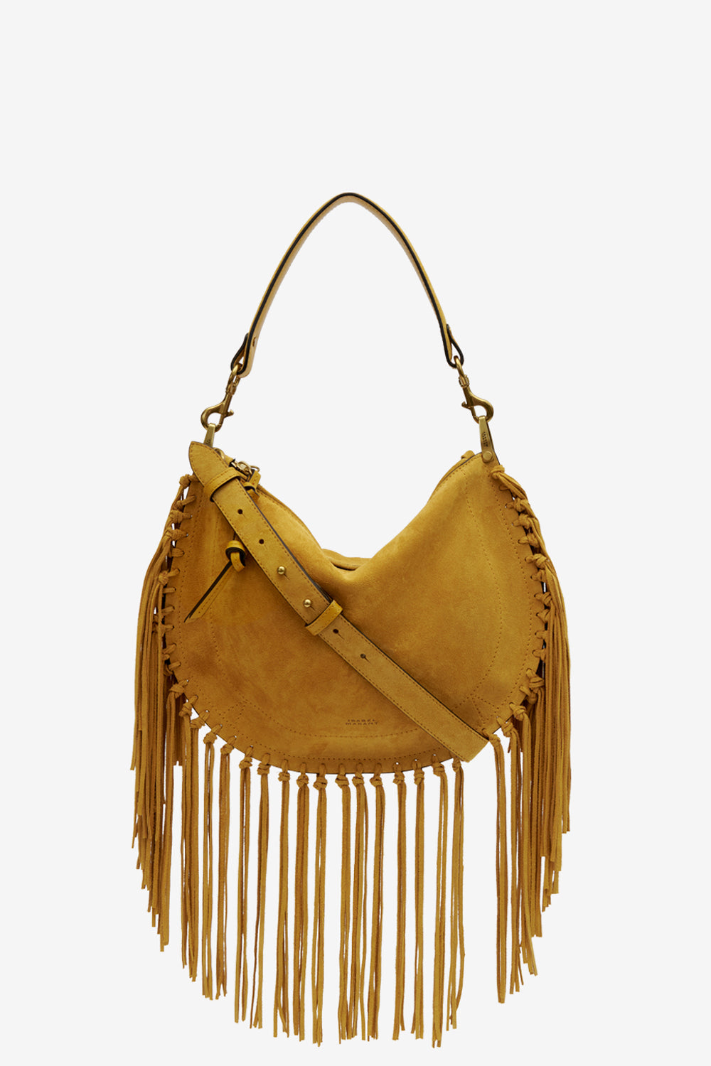 Oskan フリンジ付き カーフスエードレザー ジップ付き ホーボーハンドバッグ - Saffron - Woman - 1