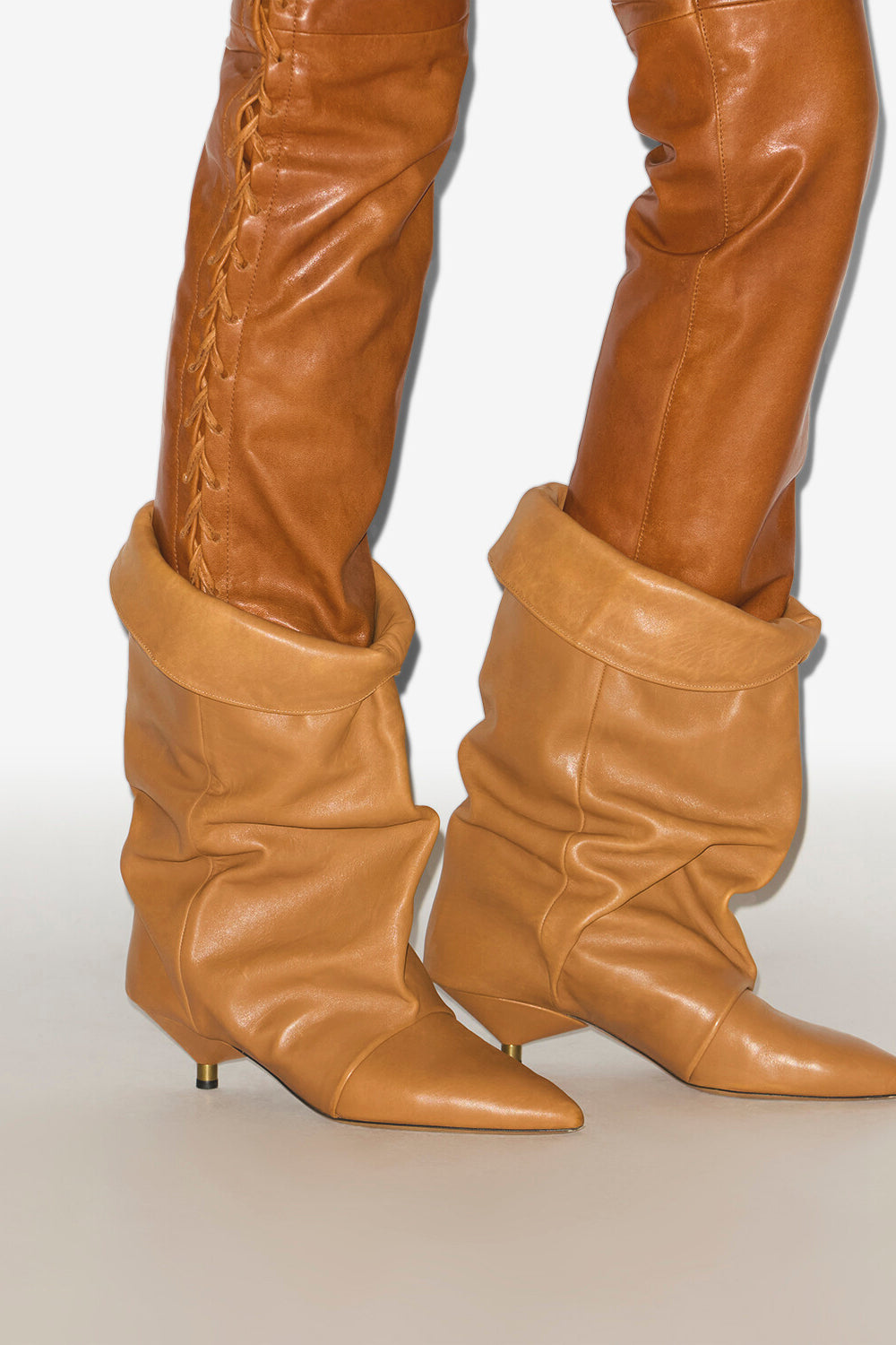 Edrik レザー製 ドレープブーツ - Fauve - Woman - 5
