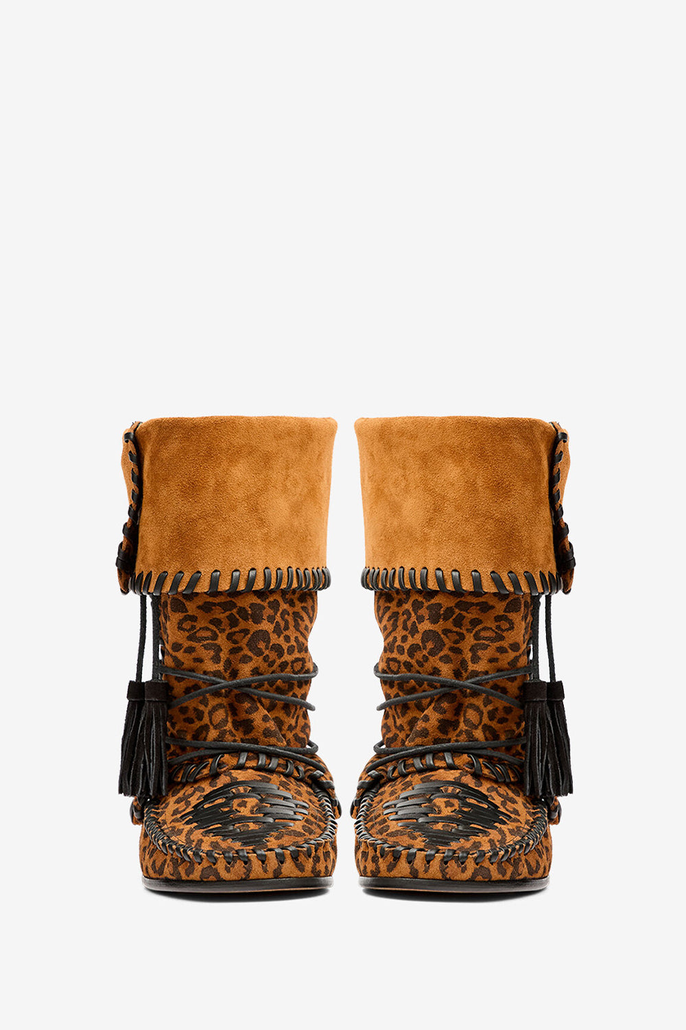 Stiefel winki aus veloursleder und geflochtenem leder - Leopard - Woman - 4